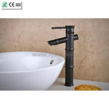 Single Handle Black Orb Bamboo Decktop Brass Basin Faucet (Q14603B)